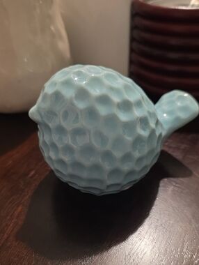 Ceramic Textured Bird Sculpture - Light Blue